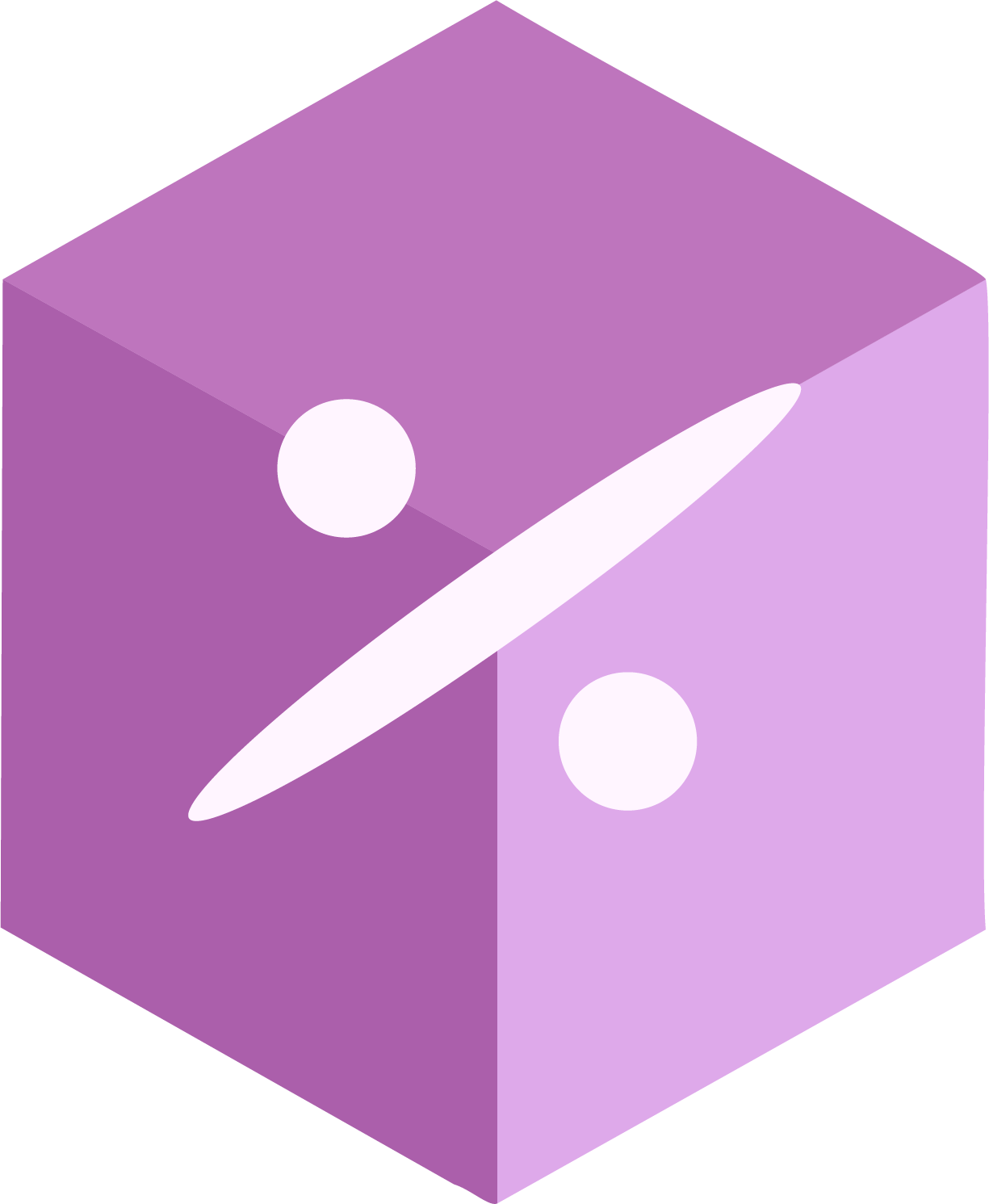 purple cube with a division sign over it